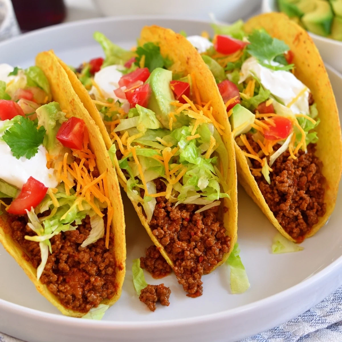 A close-up of flavorful Beef Tacos with a bright homemade taco seasoning, ready for a delicious meal.