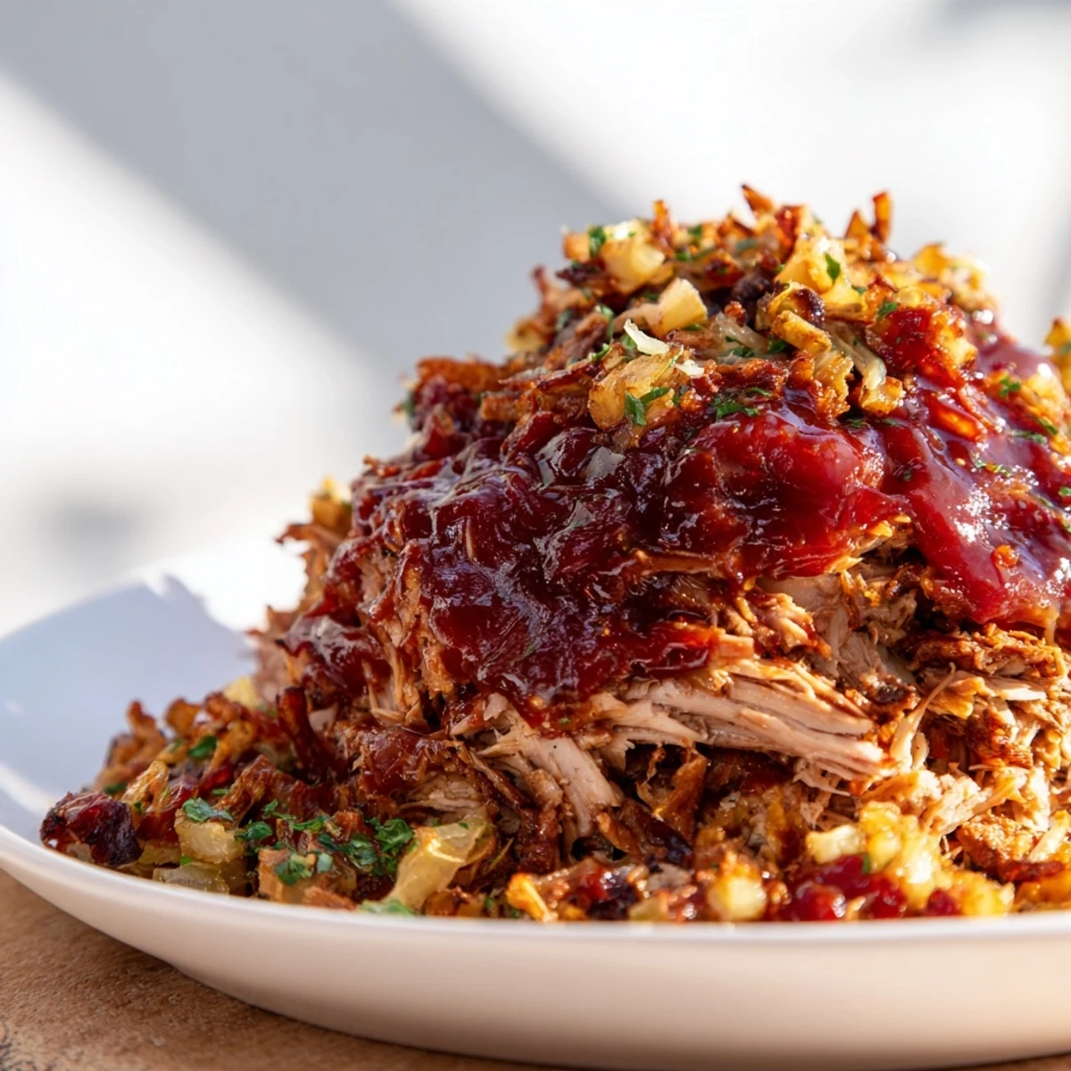Juicy glazed turkey meatloaf with tender green beans, a classic American comfort food meal.