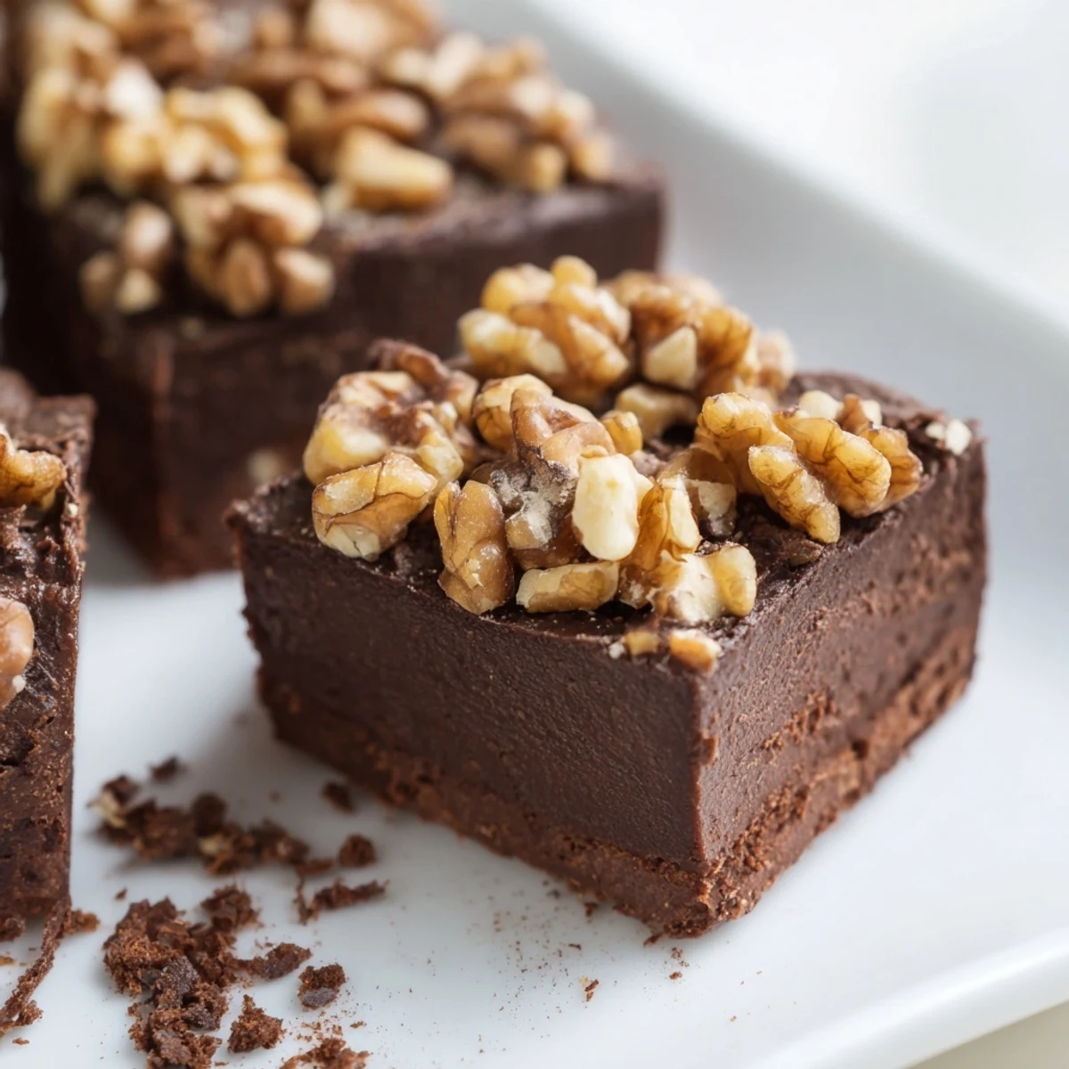 Freshly baked Chocolate Fudge Brownies with Chopped Walnuts resting on a cooling rack.