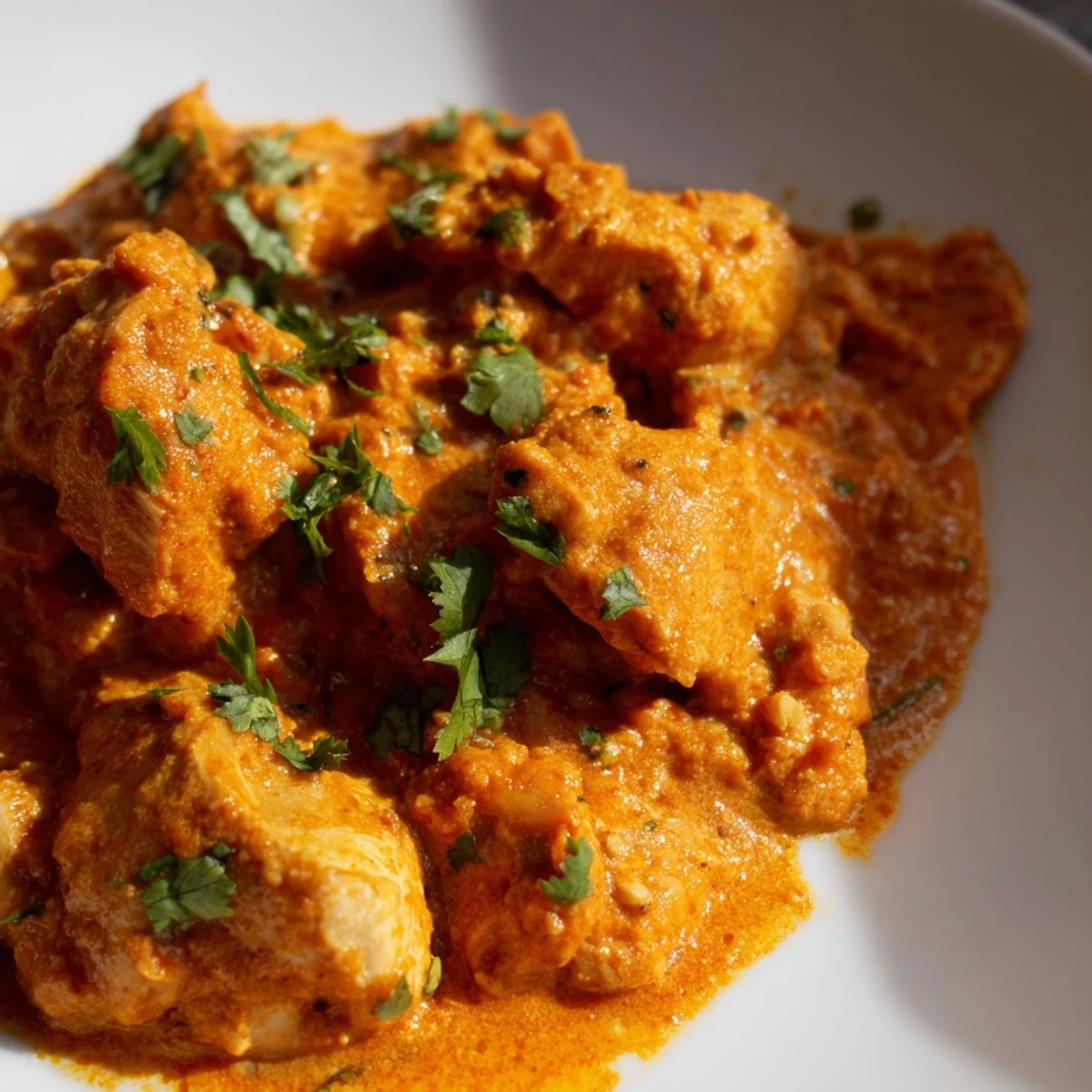 A steaming bowl of homemade Spicy Curry Chicken served alongside fluffy white rice and warm naan bread, ready to be enjoyed for dinner.