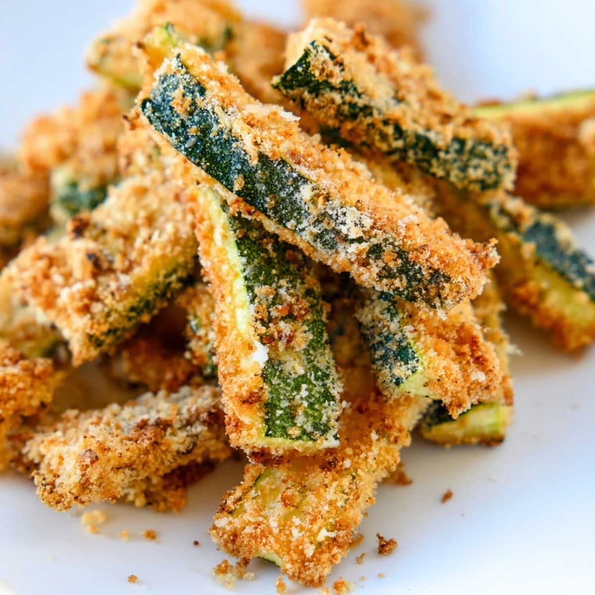 These golden Baked Parmesan Zucchini Fries pair perfectly with creamy marinara sauce.