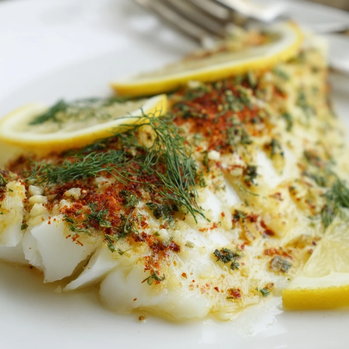 Healthy Baked Haddock with Lemon and Herbs served alongside steamed broccoli and roasted potatoes for a complete weeknight dinner.