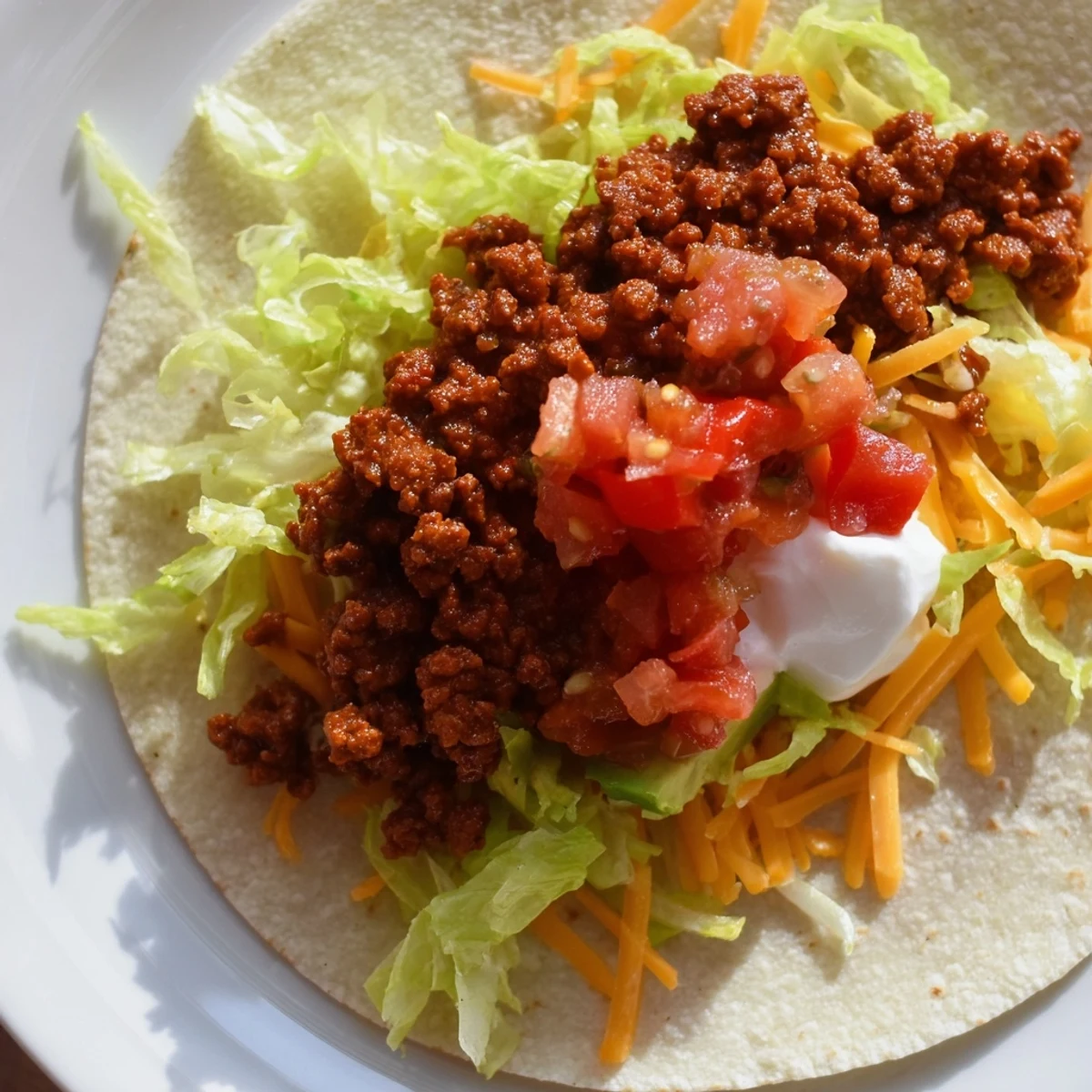 A platter of beef tacos with homemade taco seasoning and salsa, with lime wedges and cilantro on the side.