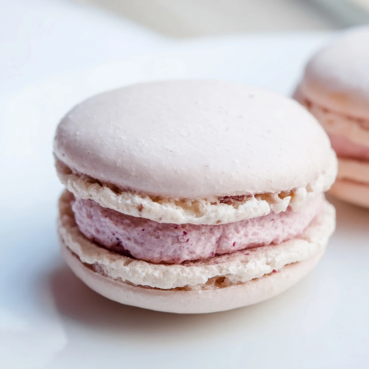 Freshly baked Pink Strawberry Macarons paired with a hot cup of coffee for an elegant treat.