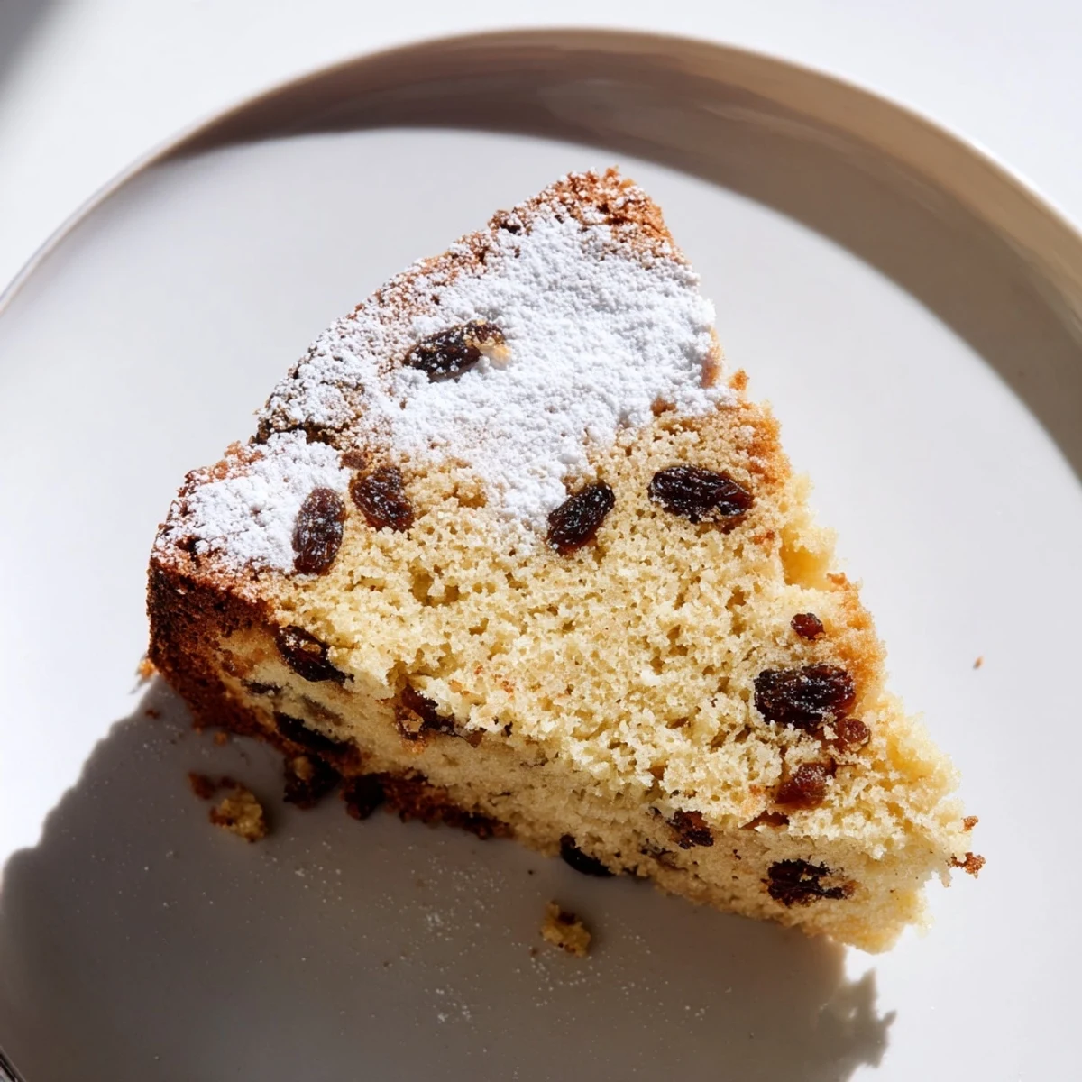 Golden-brown Irish Tea Cake with raisins on a cooling rack, ready to slice and serve with jam.