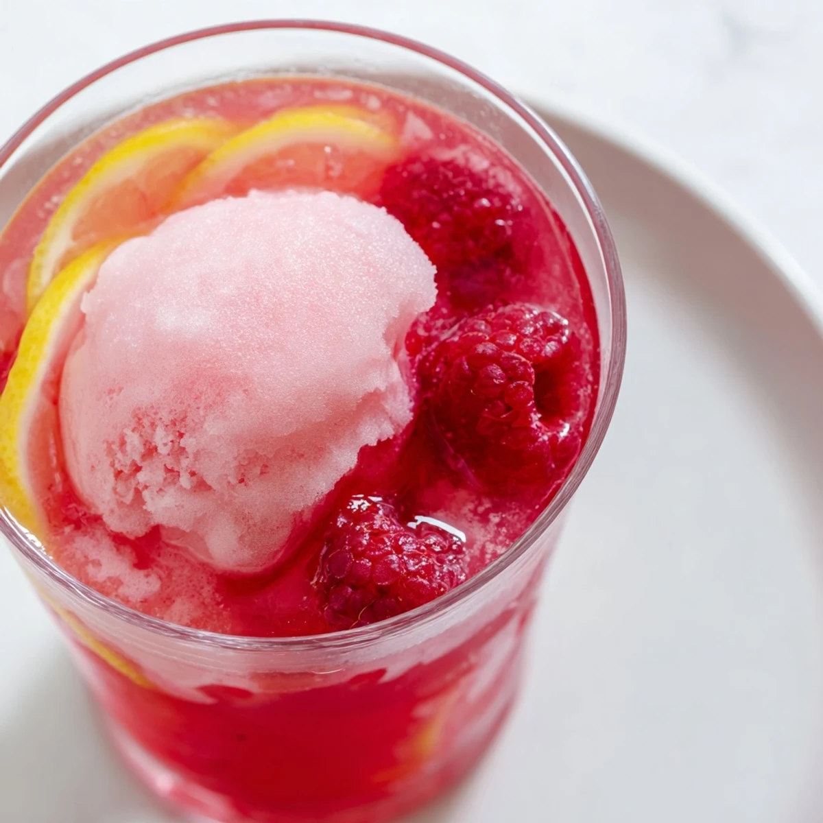 A large punch bowl of Pink Punch with Raspberry Sherbet, a vibrant party drink, served in glasses with floating fruit.  