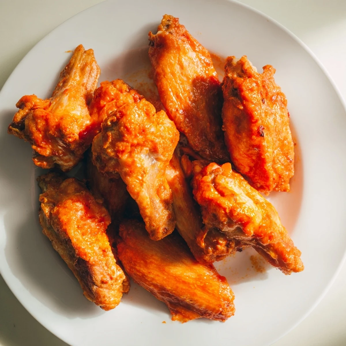 Golden baked Chicken Wings with Buffalo sauce served on a wire rack, paired with celery and blue cheese.