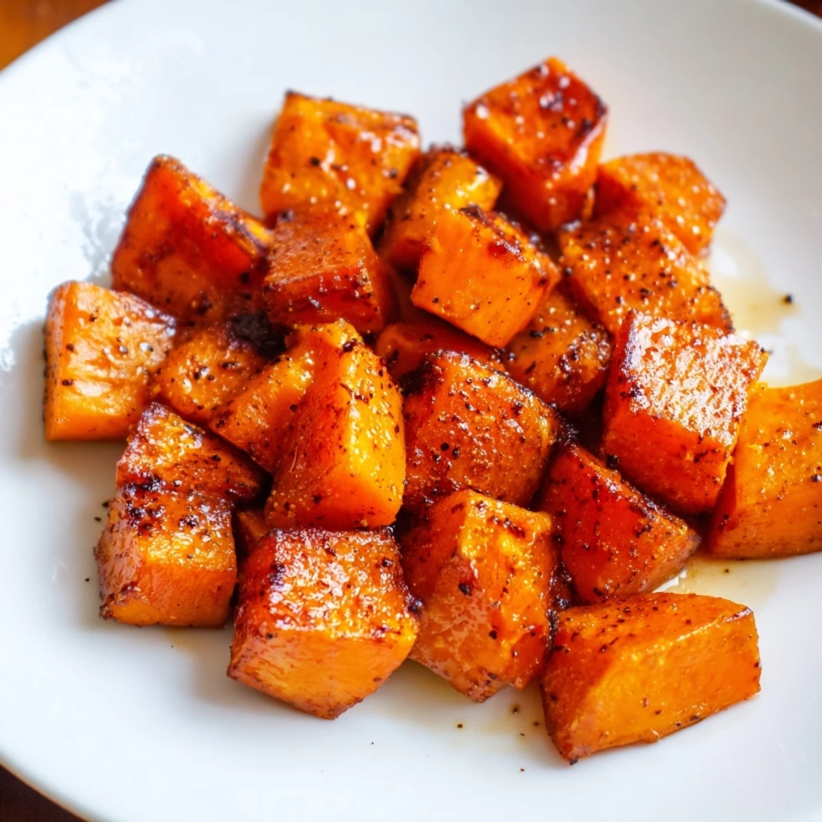 Golden-brown Roasted Sweet Potatoes with Cinnamon fresh from the oven, showcasing crisp edges and a warm, caramelized aroma.