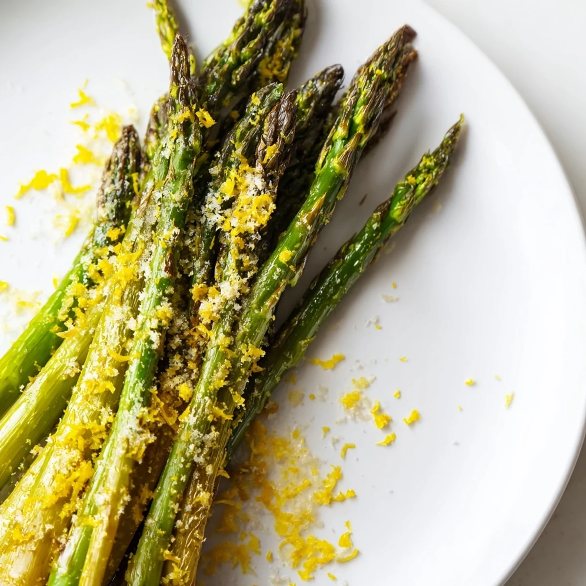 Roasted Asparagus with Parmesan and Lemon, golden and tender from the oven with fresh zest.