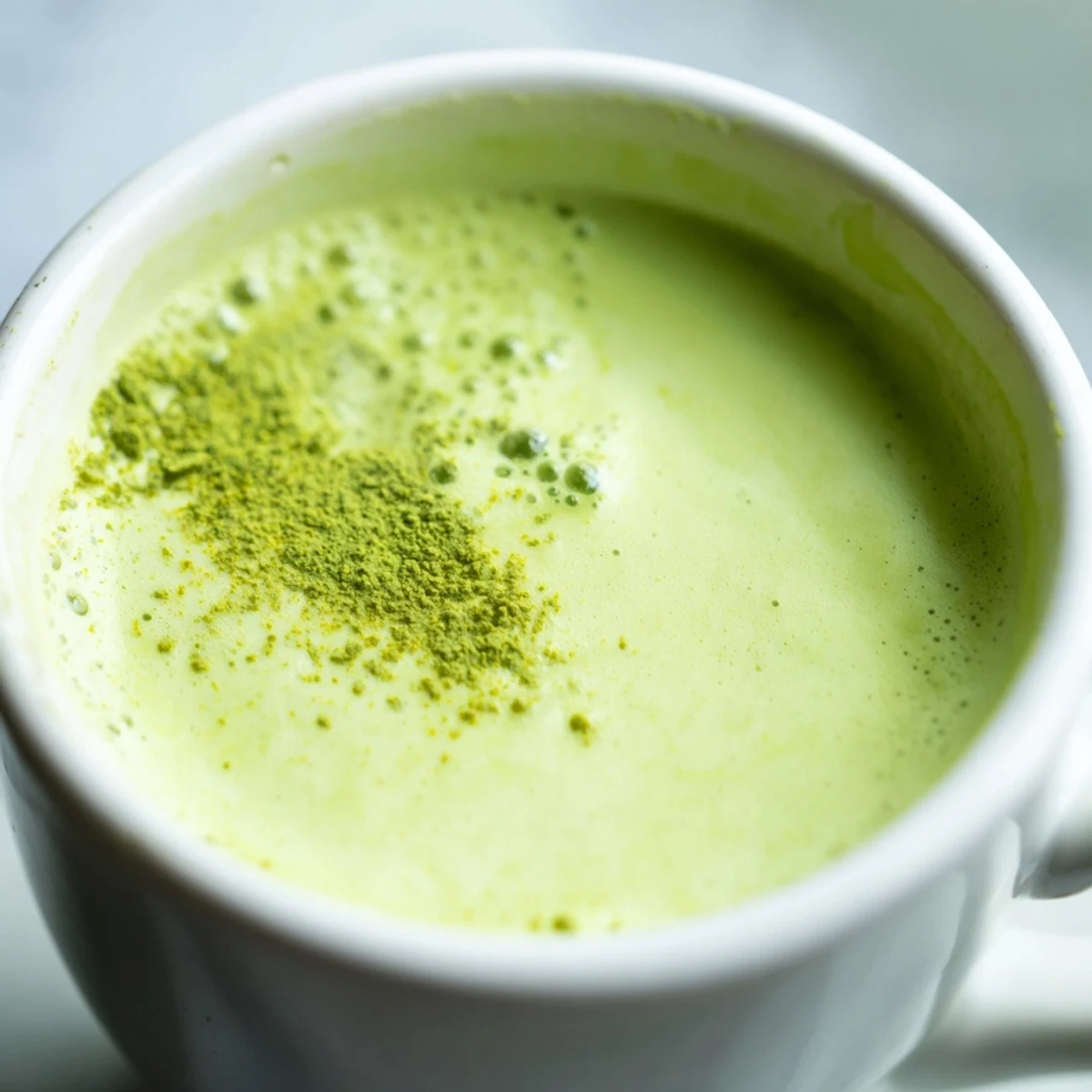 Steaming cup of Green Matcha Latte with Almond Milk, featuring earthy matcha notes and creamy almond milk, ready for a morning boost.