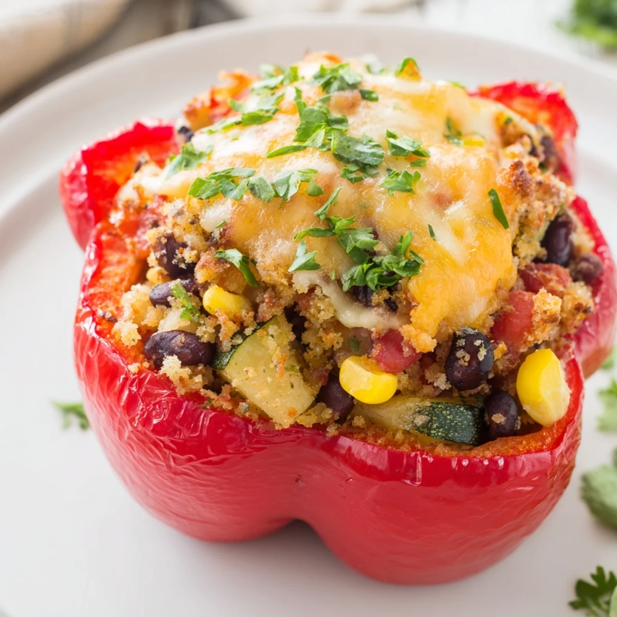 Sizzling Cajun Potato Stuffed Bell Peppers emerging from the oven, showcasing tender peppers and a vibrant, spiced potato filling.