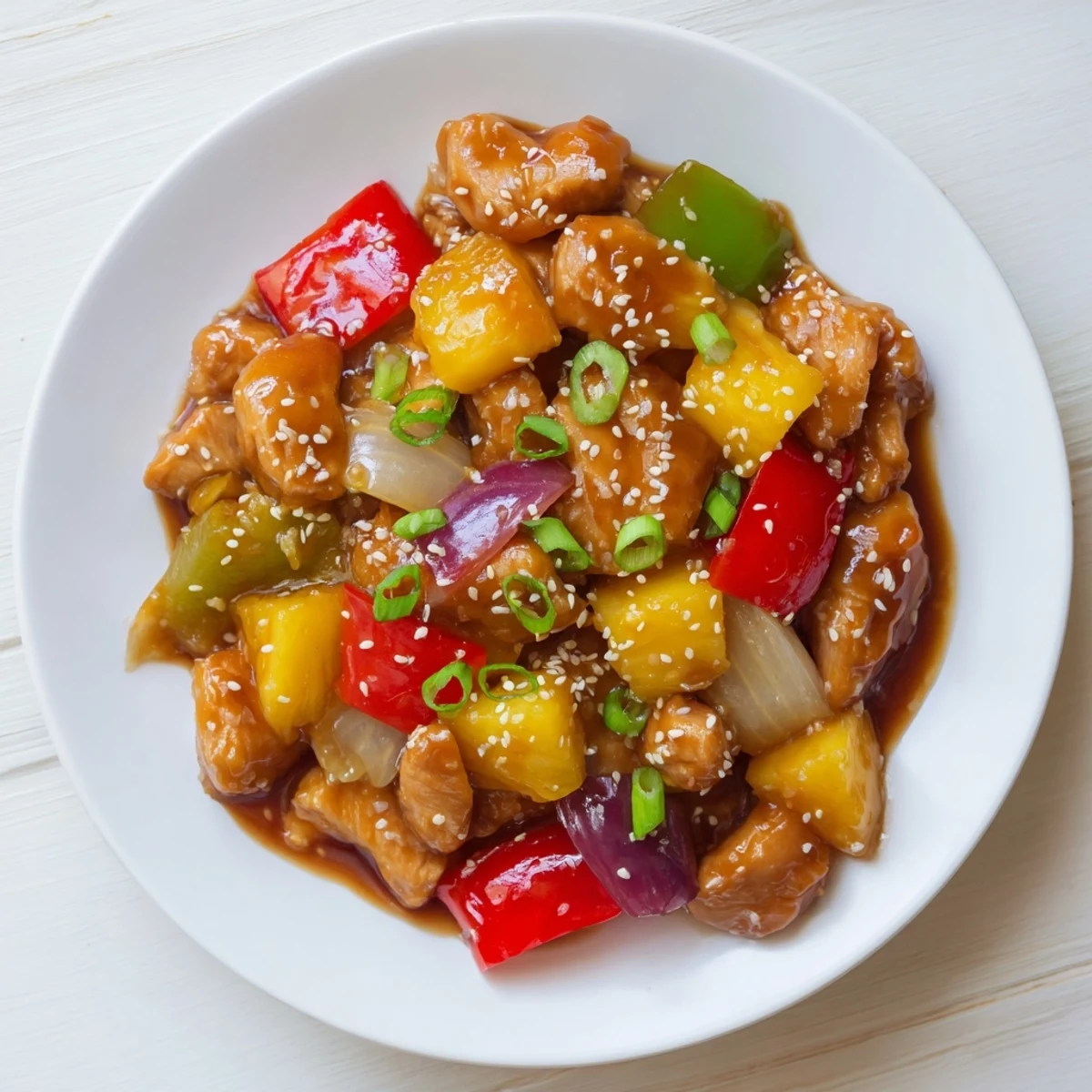 Slow-cooked Sweet Hawaiian Crockpot Chicken in a sweet pineapple glaze, served over fluffy white rice.  