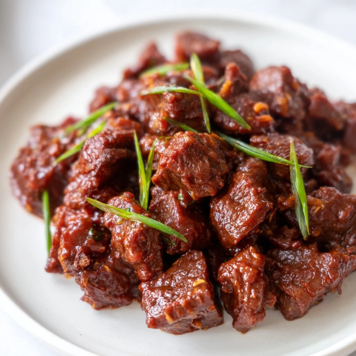 Tender shredded beef and onions in a glossy Korean sauce, Crock Pot Korean Beef served over steamed jasmine rice.