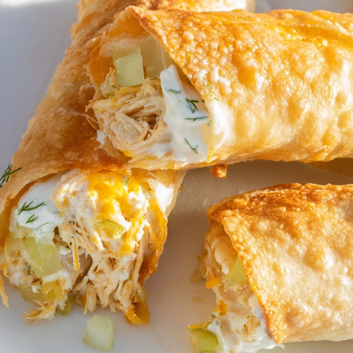 Twelve Dill Pickle Ranch Chicken Taquitos arranged on a baking sheet, showcasing their crunchy texture and ranch dressing filling with fresh dill and green onions.