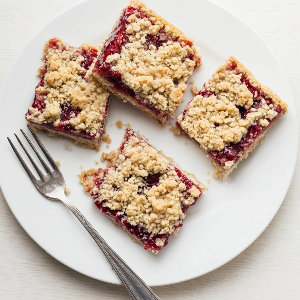 Freshly baked Easy Tasty Cherry Crumble Bars with a golden oat topping and bubbling red cherry filling cooling on a wire rack.