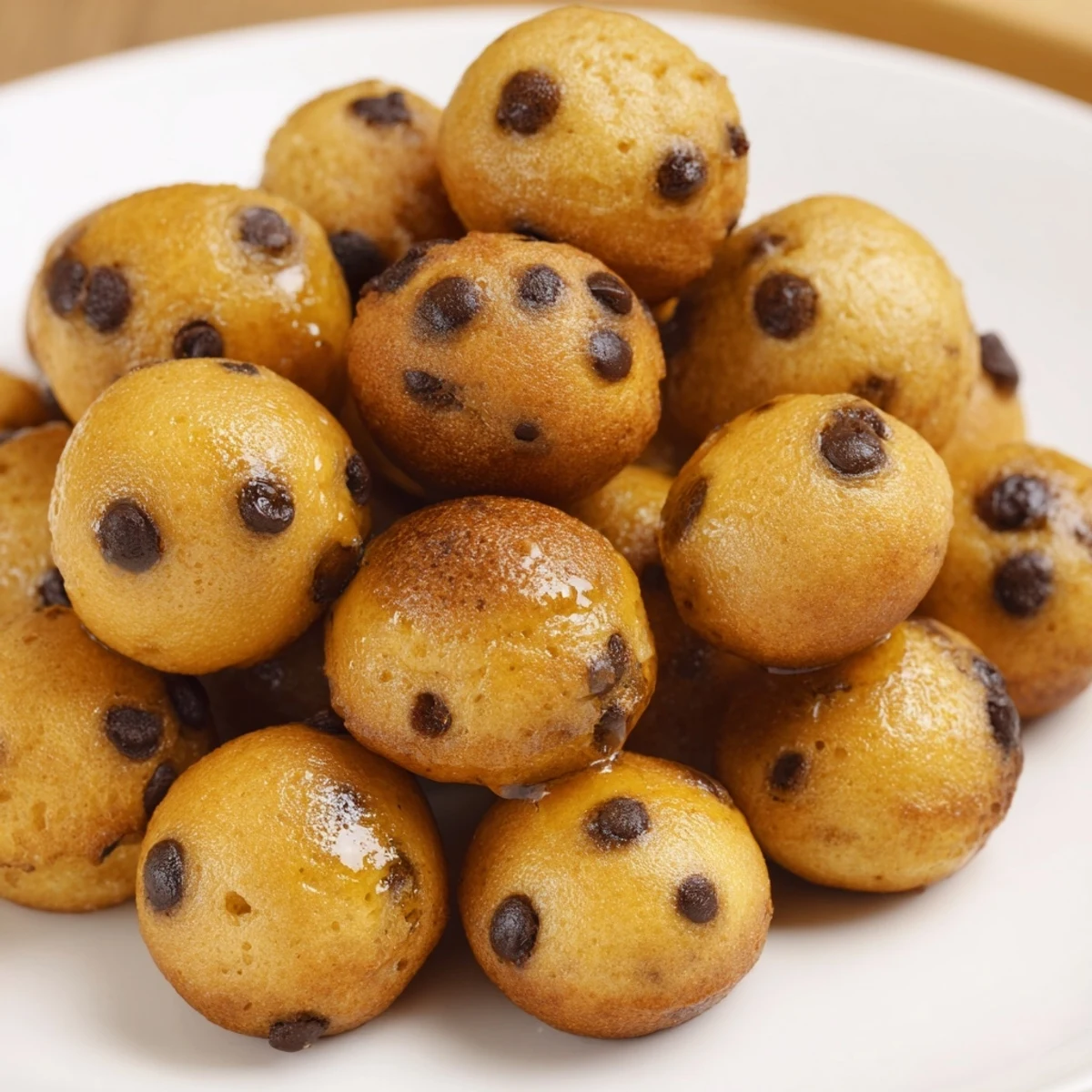Mini pancake poppers baked in a muffin tin, served warm with butter and blueberries. 