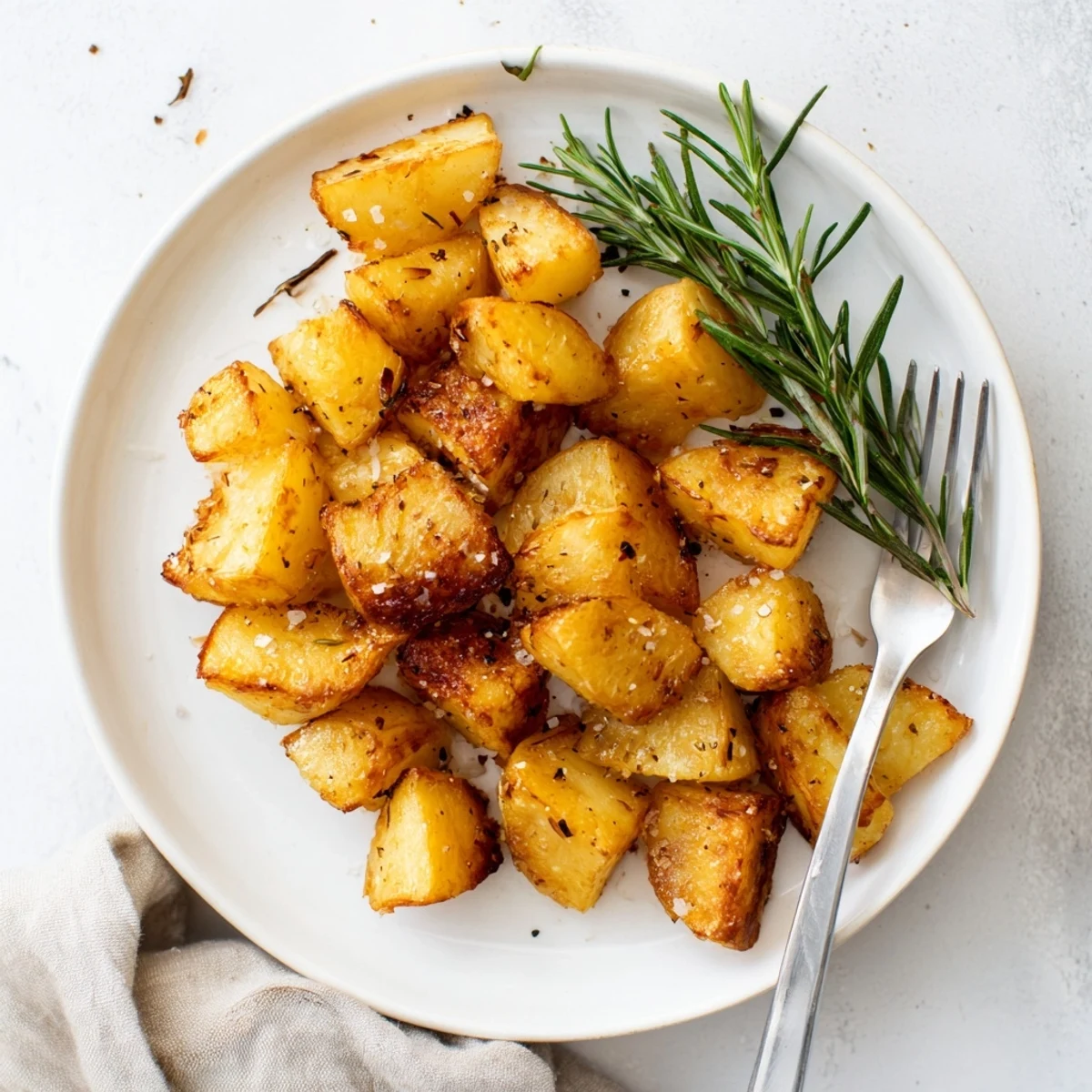Perfectly cooked homemade roast potatoes displaying a golden crust and soft interior, ready to serve
