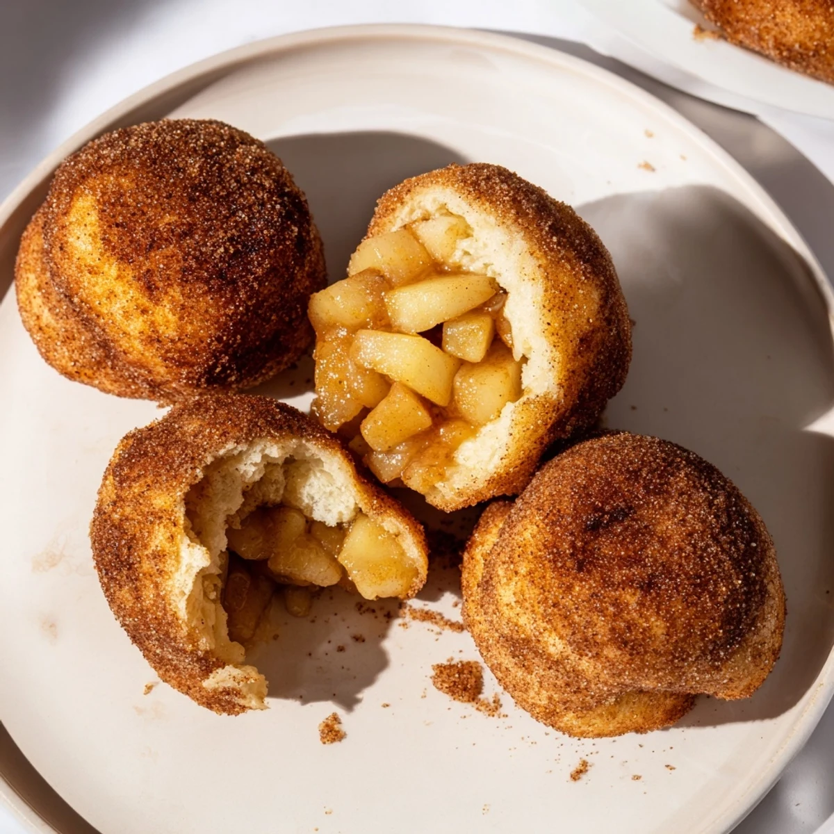Golden caramel apple pie bombs with spiced apple filling and cinnamon sugar coating