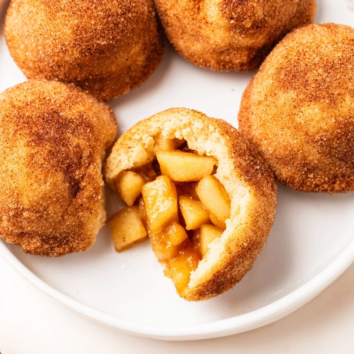 Freshly baked caramel apple pie bombs sprinkled with cinnamon sugar on parchment paper