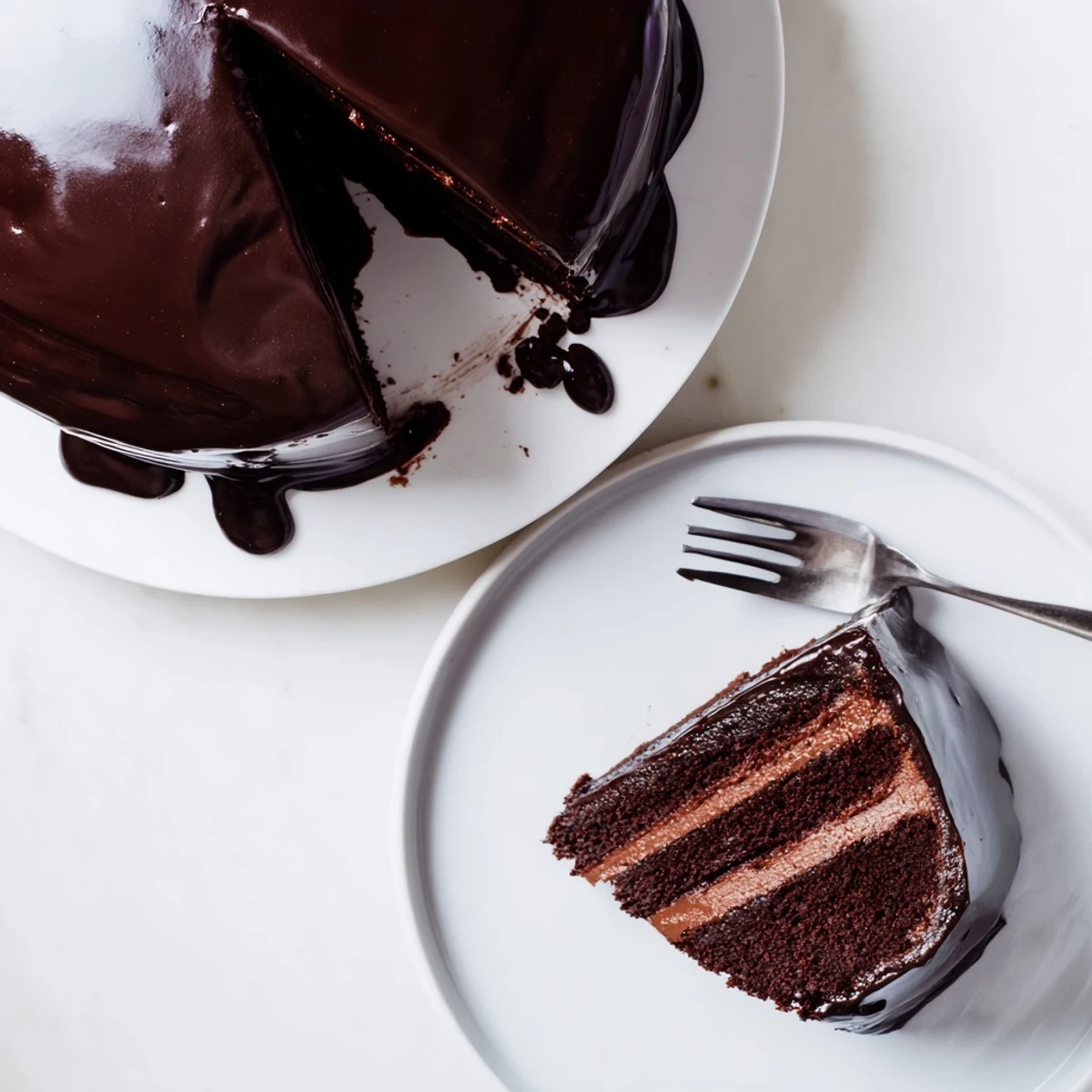 Decadent layered dark chocolate mousse cake featuring velvety mousse and chocolate sponge