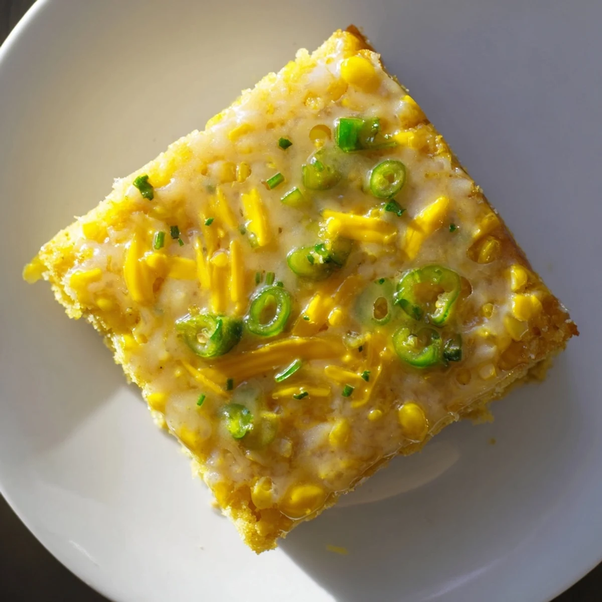 Moist jalapeño cheddar cornbread brushed with glossy lime and honey glaze for serving