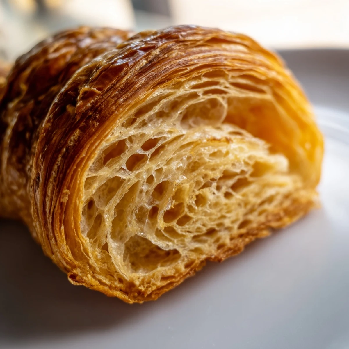Golden easy air fryer homemade croissant recipe with flaky layers and egg wash
