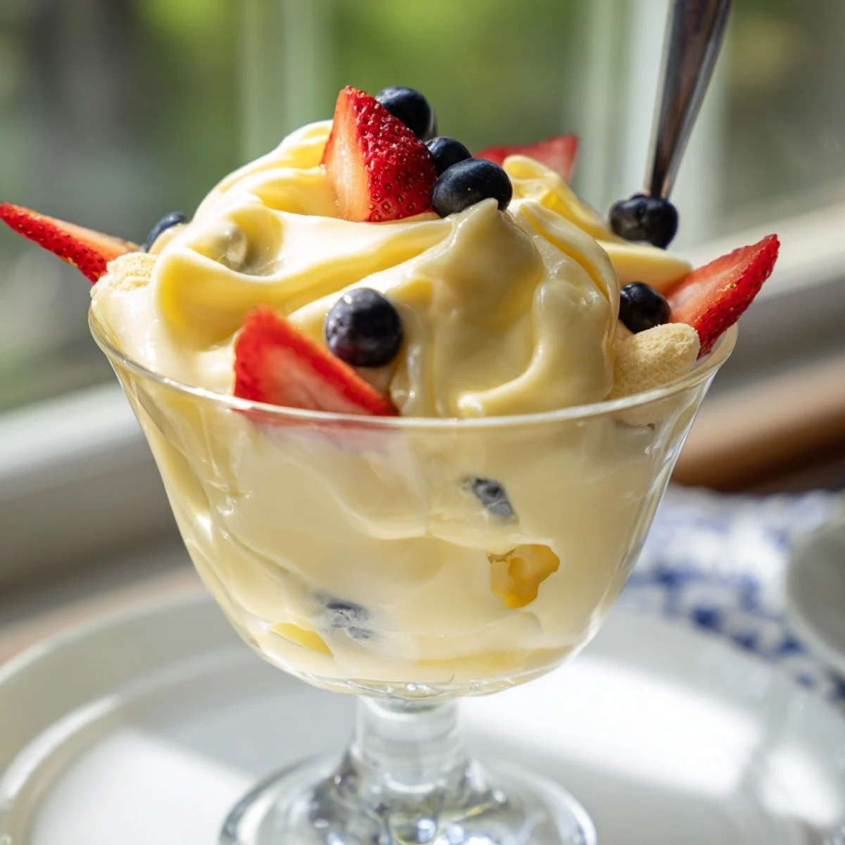 Silky homemade Zabaglione dessert whipped to fluffy perfection over a double boiler