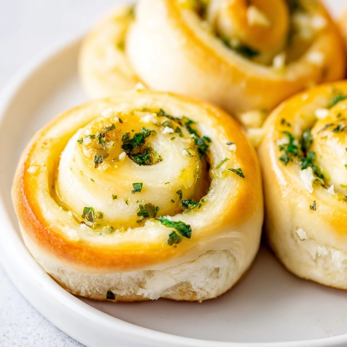 Soft homemade garlic bread rolls baked to golden perfection in a rectangular pan