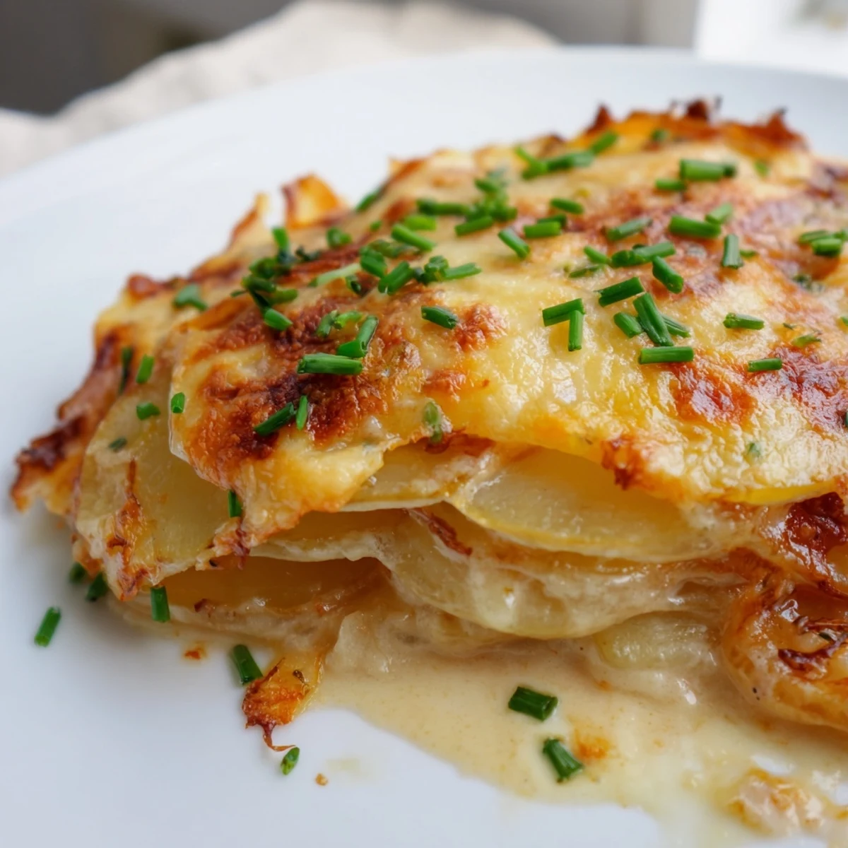 Tender sliced potatoes baked in rich creamy sauce with golden Gruyère cheese crust