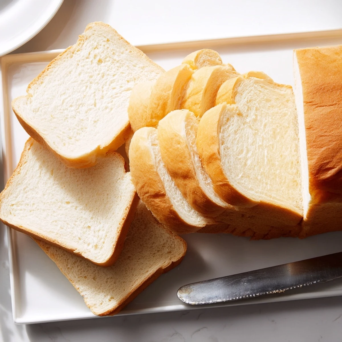 Sliced Amish white bread showing pillowy interior perfect for sandwiches or toasting