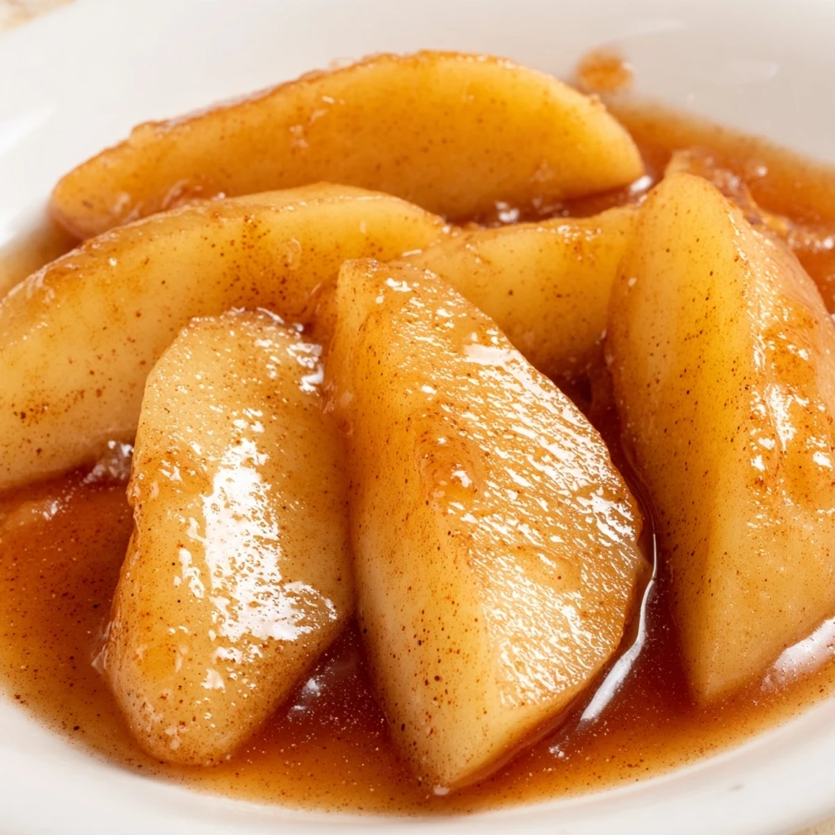 Warm spiced apple slices cooked in an Instant Pot with melted butter and rich cinnamon.