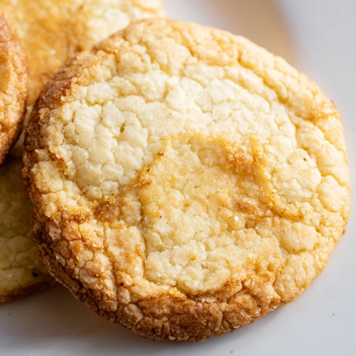 Golden crème brûlée cookies with caramelized sugar tops and creamy vanilla centers