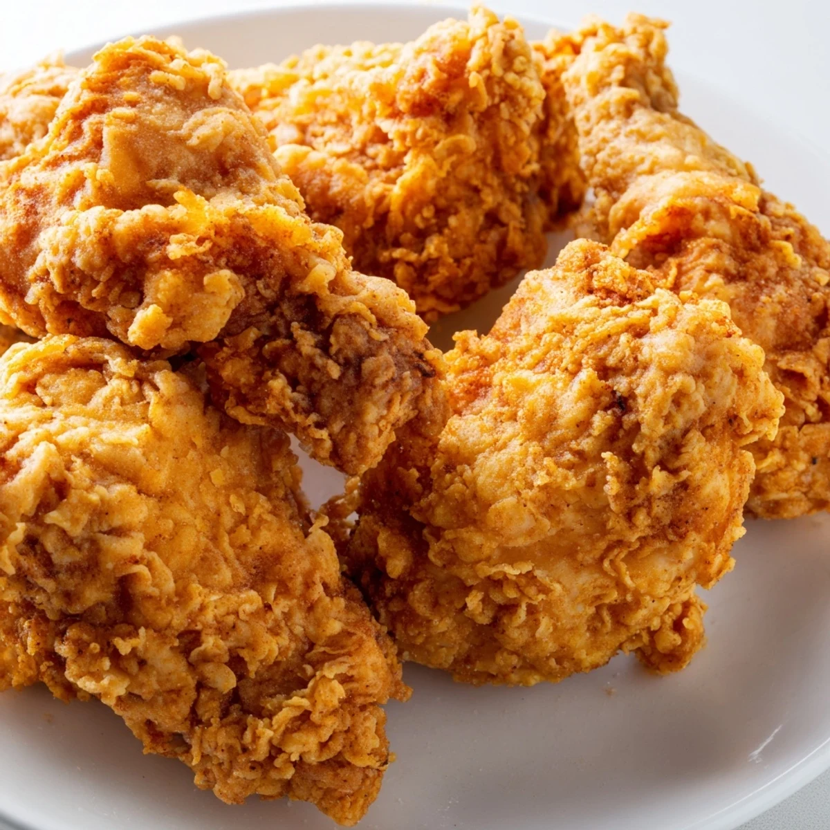 Juicy fried chicken with crunchy spiced coating served alongside creamy coleslaw and biscuits