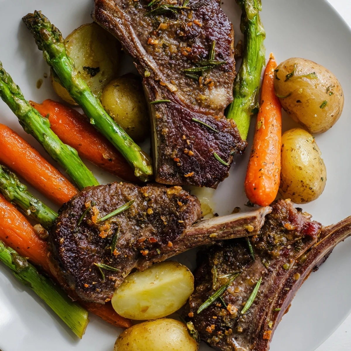 Herb-roasted lamb chops vegetables