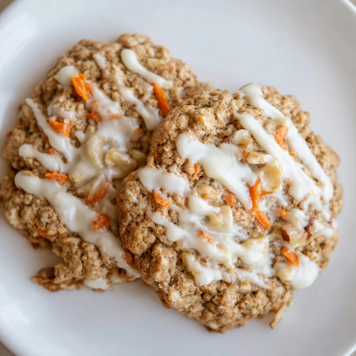Chewy brown butter carrot cake cookies with visible shreds cooling on a wire rack