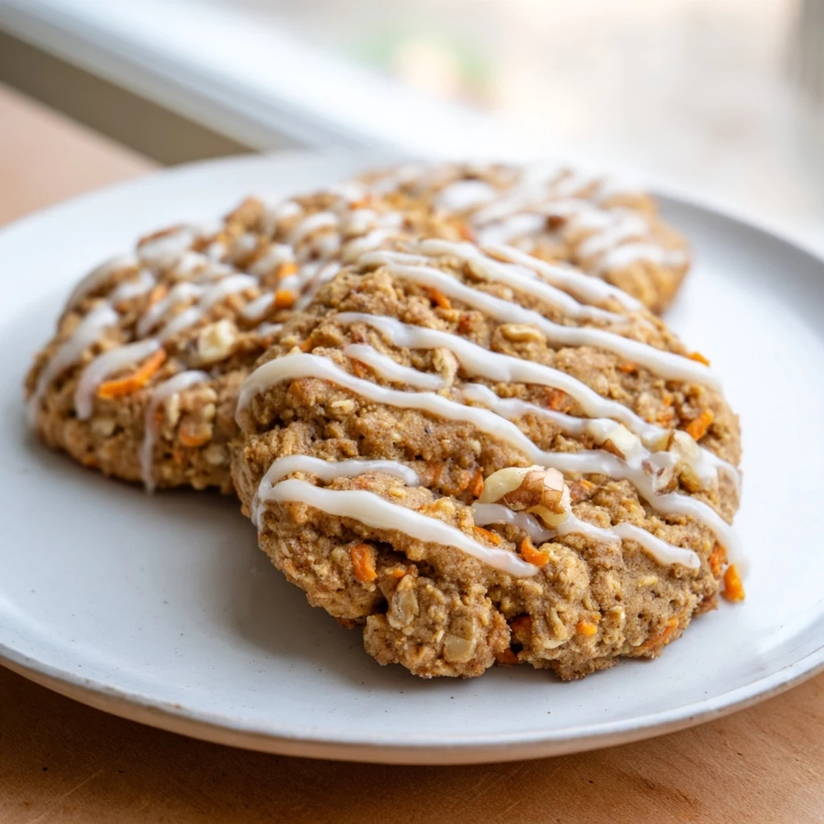 Golden chewy brown butter carrot cake cookies studded with walnuts and warm spices