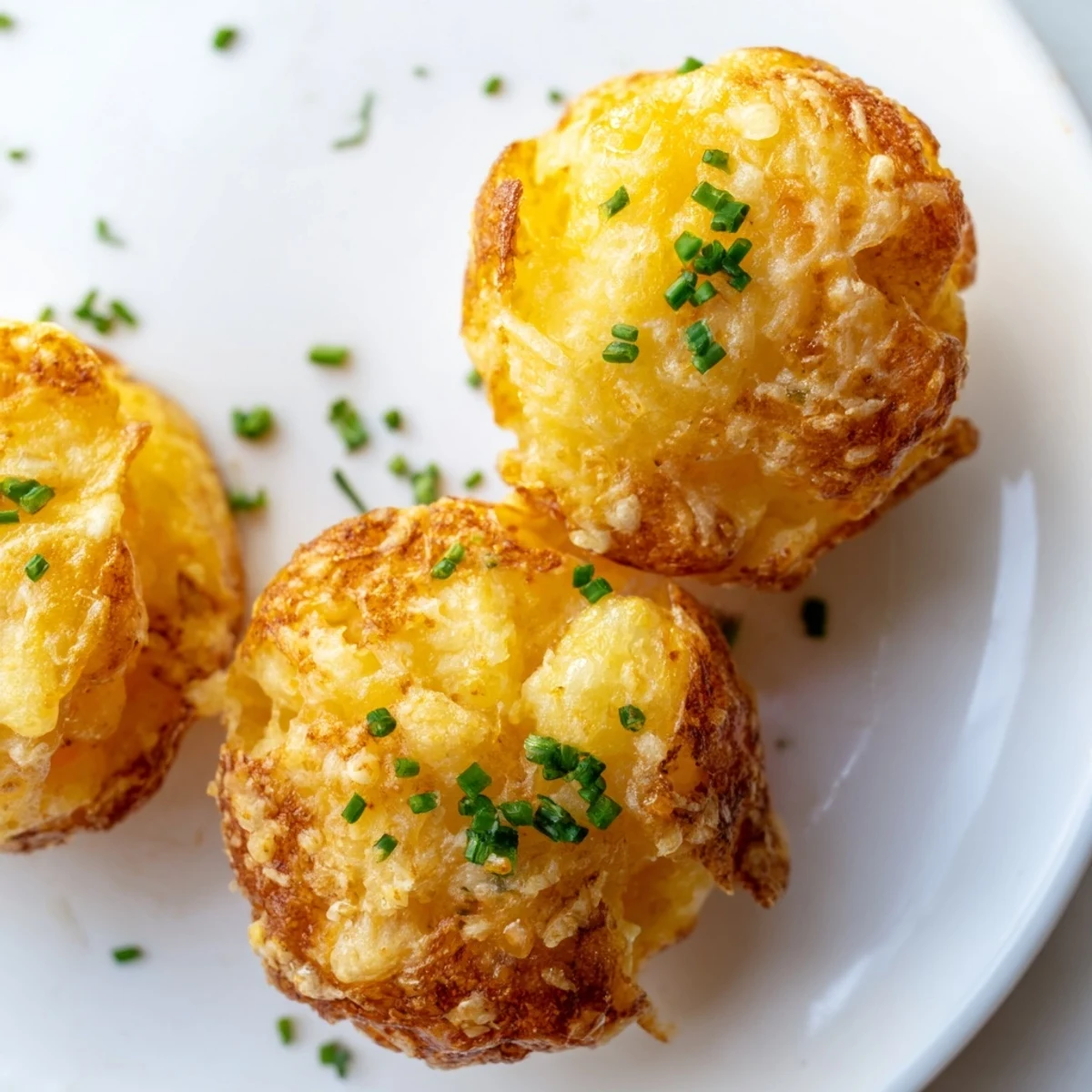 Golden Mashed Potato Cheese Puffs baked until crispy with melted cheddar throughout