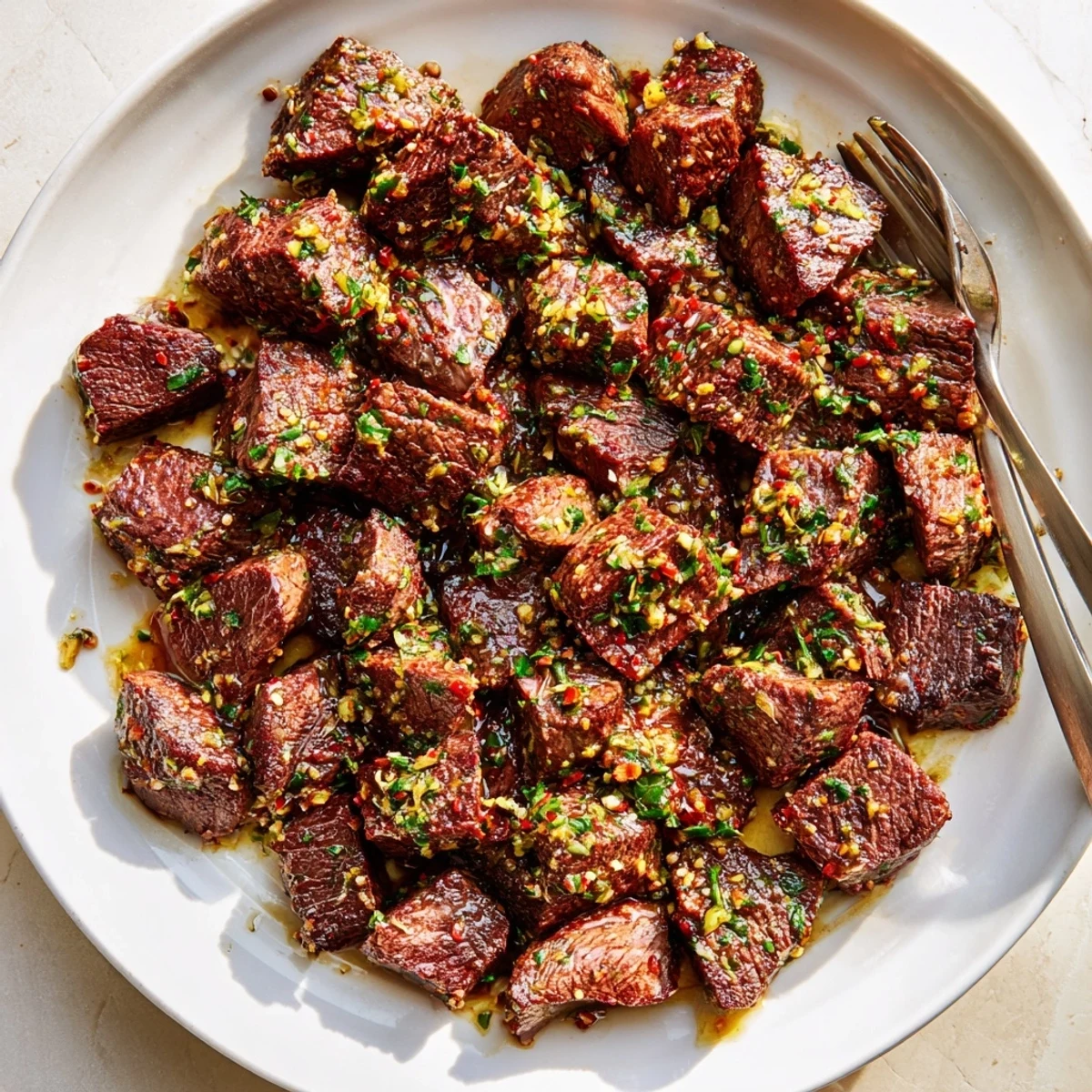 Juicy Cowboy Butter Steak Bites tossed with fresh herbs and lemon