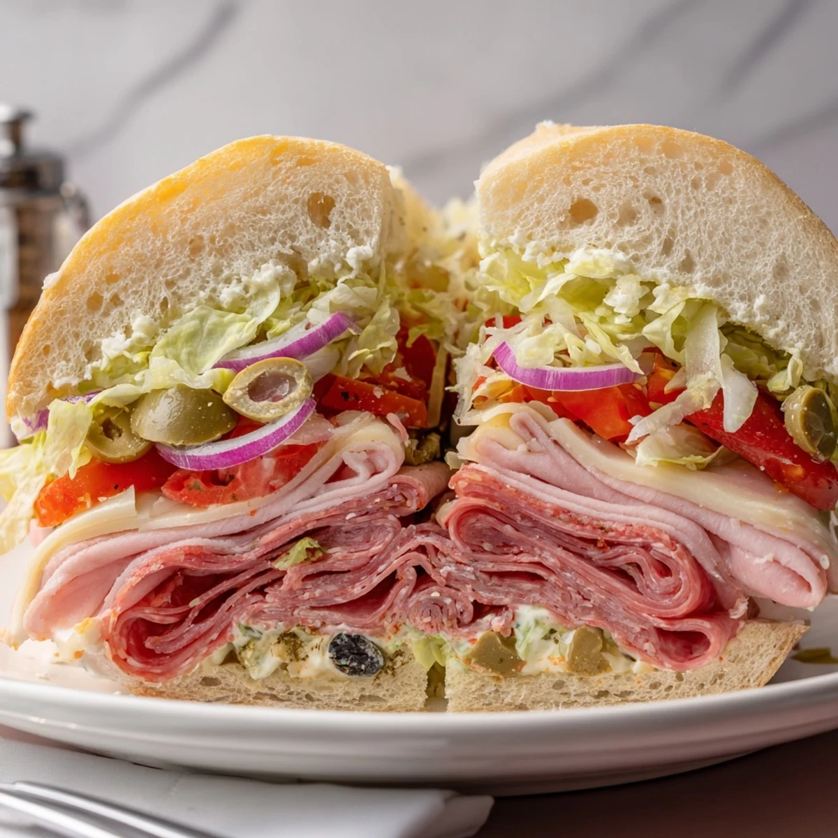 Italian Grinder Salad Sandwich with Genoa salami, provolone, and crisp tossed lettuce