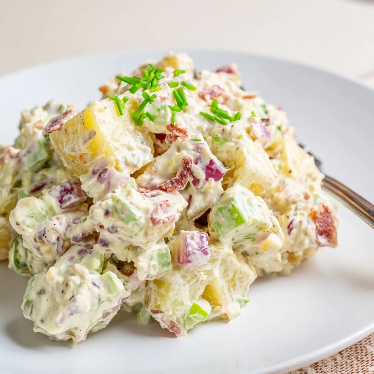 Chilled Steakhouse Potato Salad with Yukon Golds, crunchy celery, perfect for barbecues