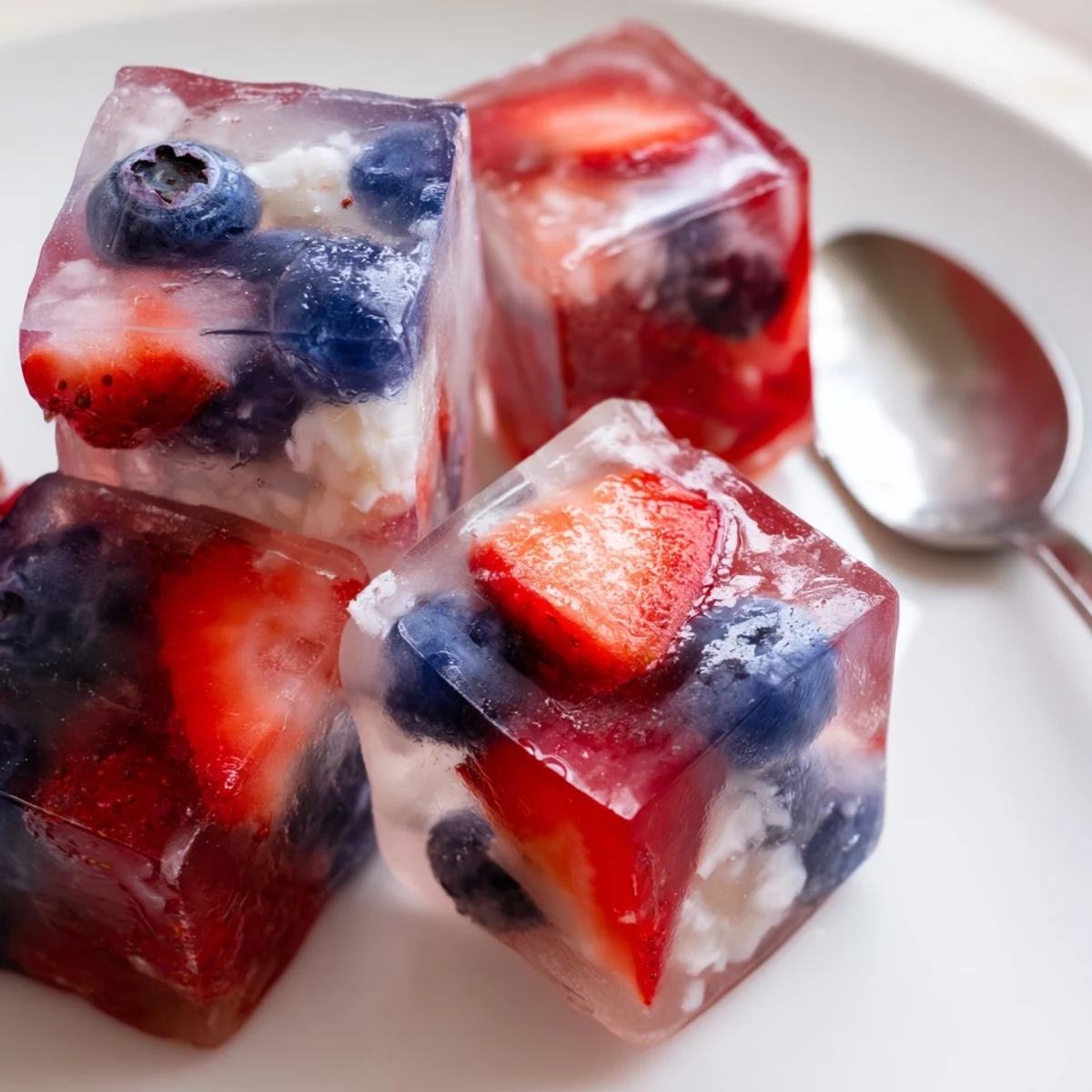 Chilled Red White And Blue Ice Cubes Recipe accentuating fizzy lemonade, juicy blueberry scent