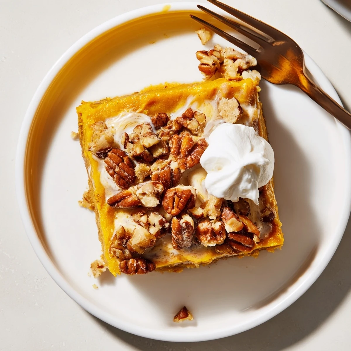 Homestyle Pumpkin Dump Cake cooling on rack, spiced aroma and buttery crumbs