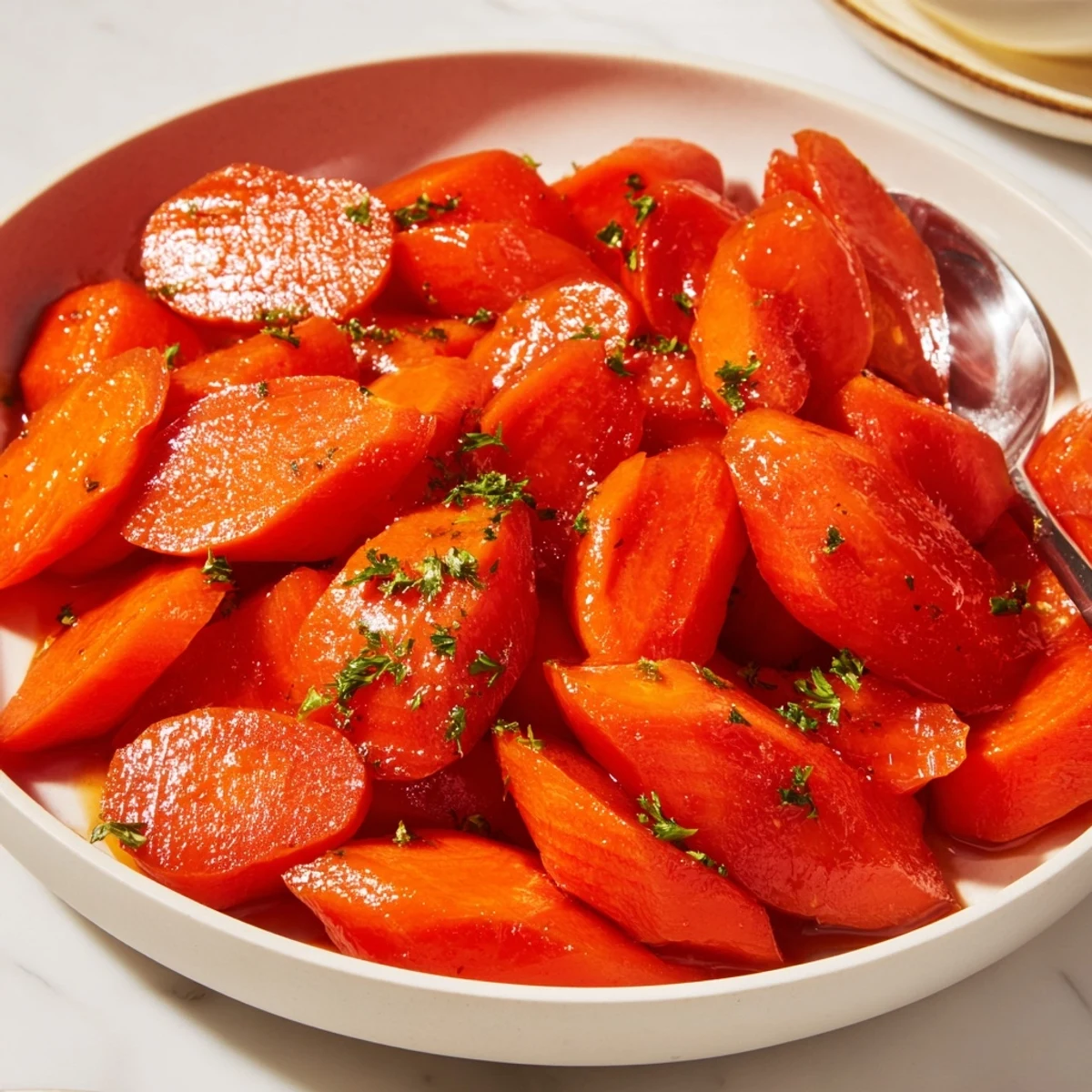Glazed Carrots glistening with buttery brown-sugar sheen, warm from the skillet.