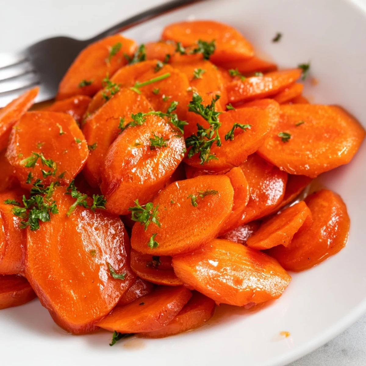 Skillet Glazed Carrots tossed with parsley, sweet-tender, perfect with roasted chicken.