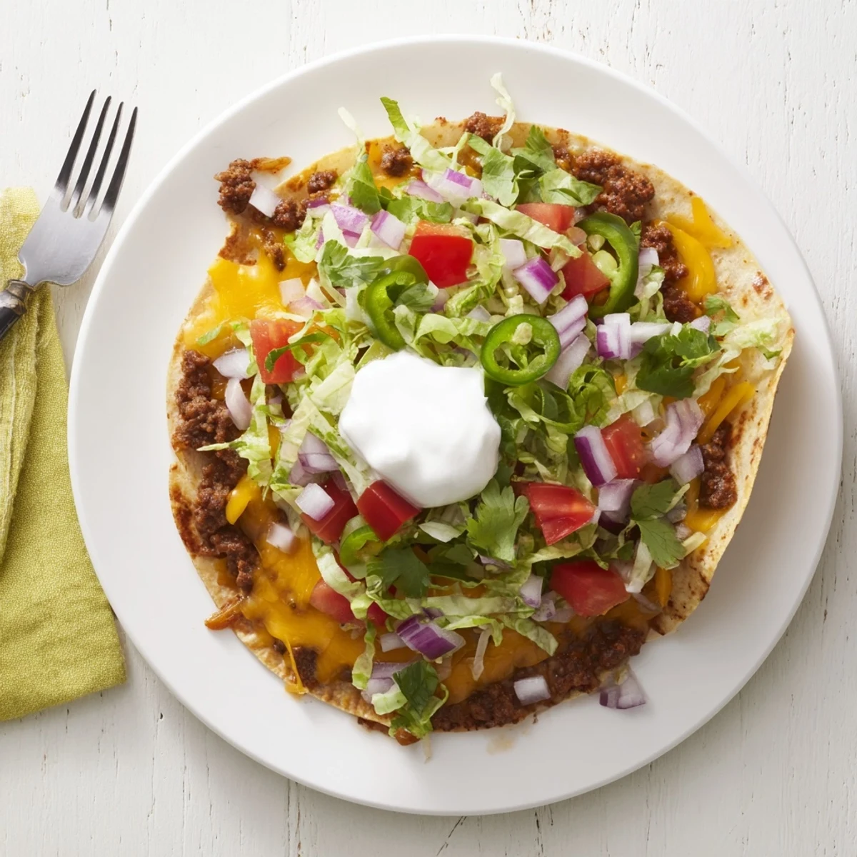 Golden crispy beef smash tacos loaded with melted cheddar and Monterey Jack cheese on a griddle