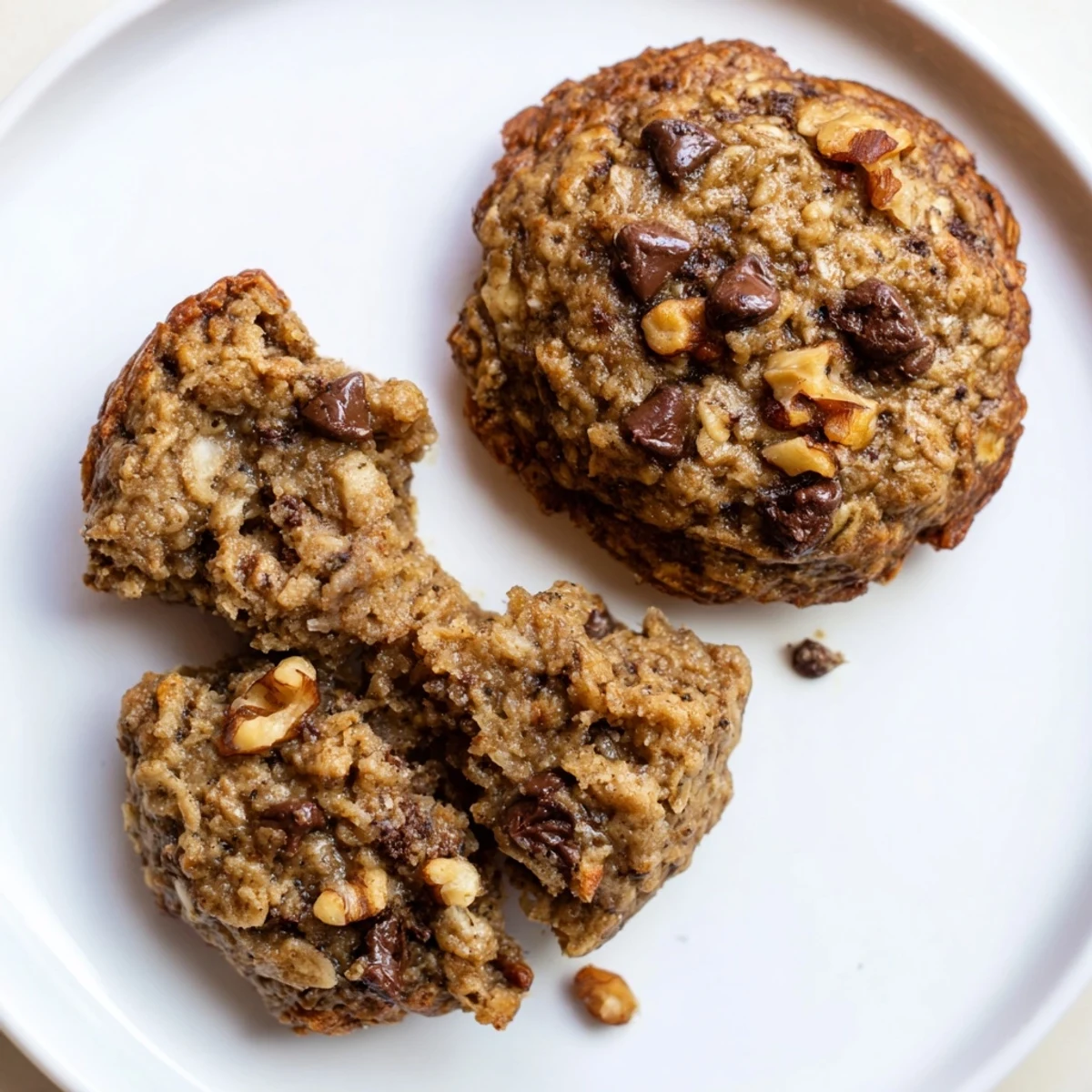 Warm Banana Oat Cookies cooling on a rack, golden edges and soft centers