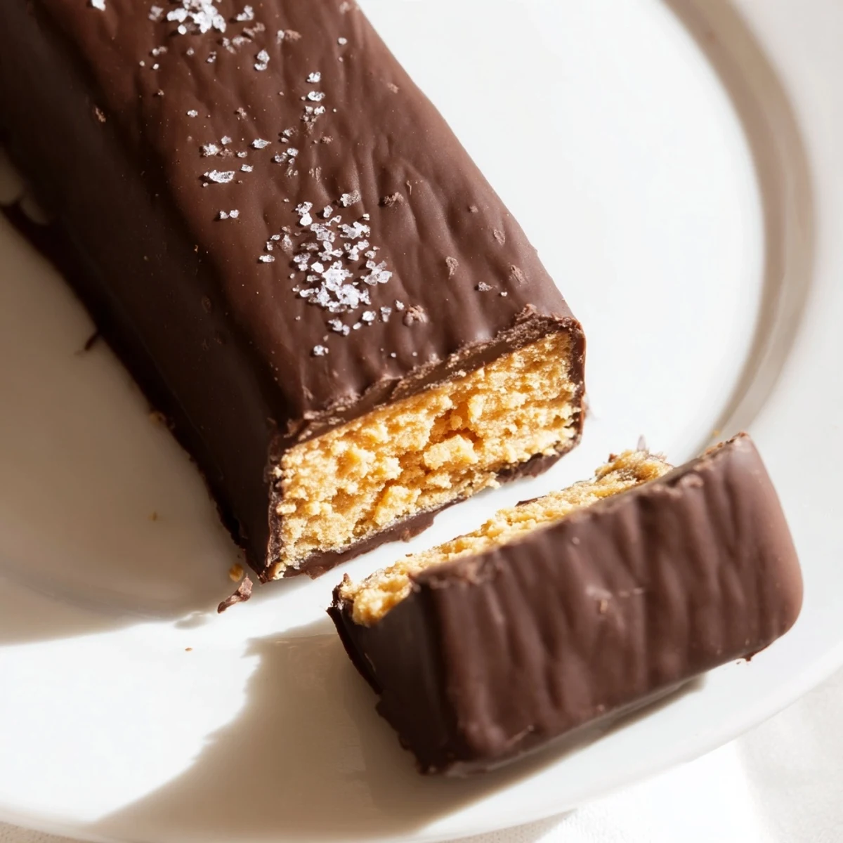 Golden peanut butter and corn flake filling coated in rich dark chocolate healthy homemade Butterfingers