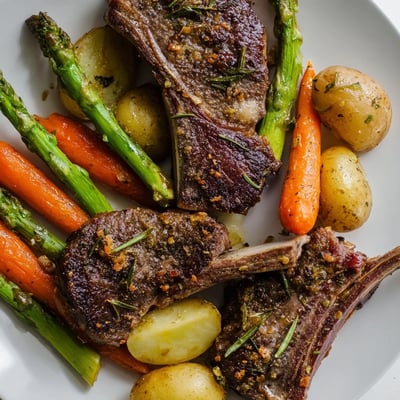 Herb-roasted lamb chops vegetables