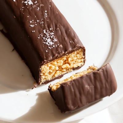 Golden peanut butter and corn flake filling coated in rich dark chocolate healthy homemade Butterfingers